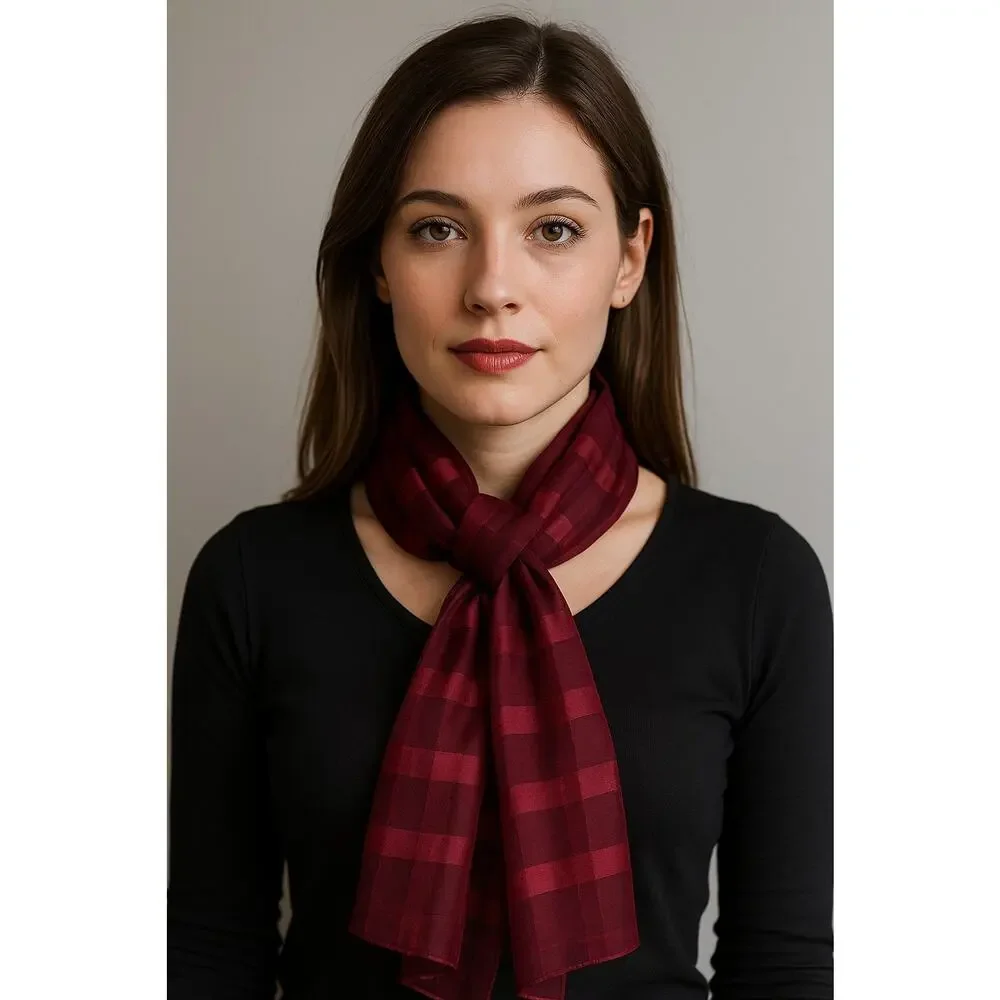 NWT Red Striped Metallic Lightweight Sheer Shawl Wrap Scarf Womans One Size
